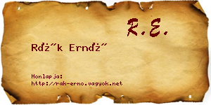 Rák Ernő névjegykártya